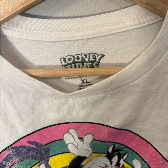 Warner Bros. Looney Tunes Distressed Rainbow Crop Tee - Picture 2 of 5